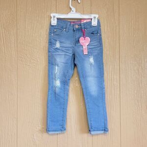 Toddlers Cutie Patootie Super Yummy Washed Denim Jeans Lightblue sz 2T Pink Latt